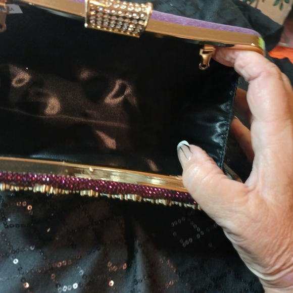 Purple and Gold Beaded Clutch - Picture 3 of 3